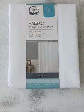 Zenna Home White Fabric Shower Curtain or Liner 70in X 71in